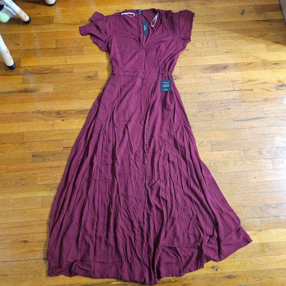Lulus Heart of Marigold Burgundy Maxi Wrap Dress Extra Large - Picture 4 of 7